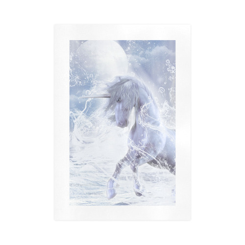 A dreamlike unicorn wades through the water Art Print 16‘’x23‘’