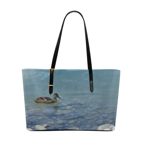 Swimming Duck, watercolor bird Euramerican Tote Bag/Large (Model 1656)