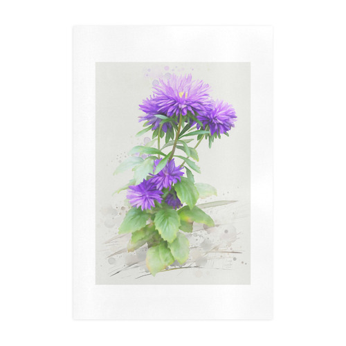 Purple Garden Flowers, floral watercolor Art Print 19‘’x28‘’