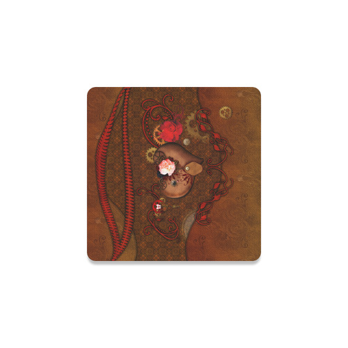 Steampunk heart with roses, valentines Square Coaster
