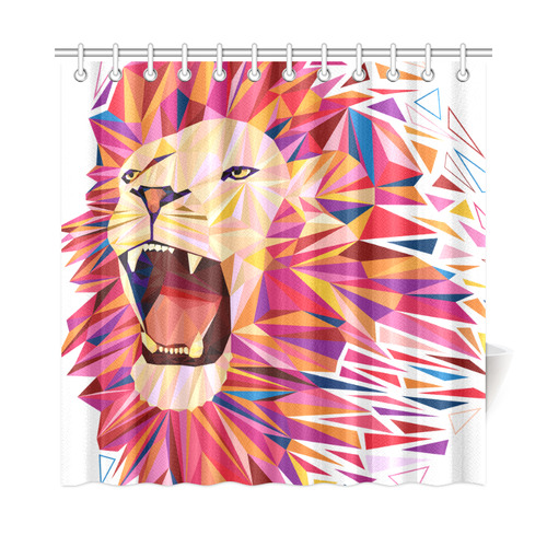 lion roaring polygon triangles Shower Curtain 72"x72"