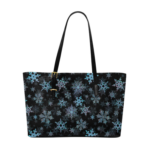 Snowflakes, Blue snow, Christmas Euramerican Tote Bag/Large (Model 1656)