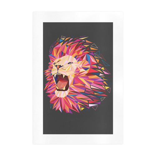 lion roaring polygon triangles Art Print 19‘’x28‘’