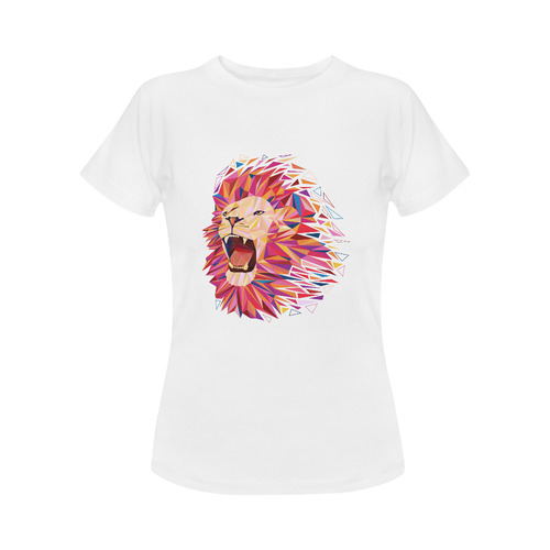 lion roaring polygon triangles Women's Classic T-Shirt (Model T17）