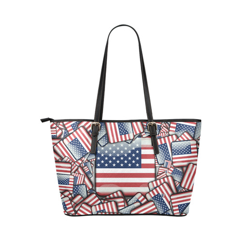 Flag_United_States_by_JAMColors Leather Tote Bag/Small (Model 1651)