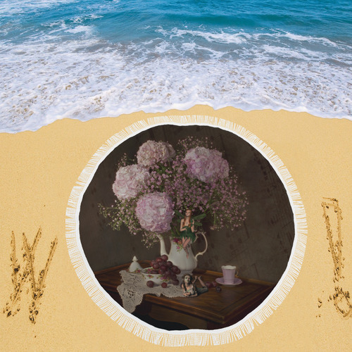 A Fairy Dreaming In Pastel Circular Beach Shawl 59"x 59"