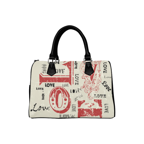 Love Red Black Valentine Grunge Background Boston Handbag (Model 1621)