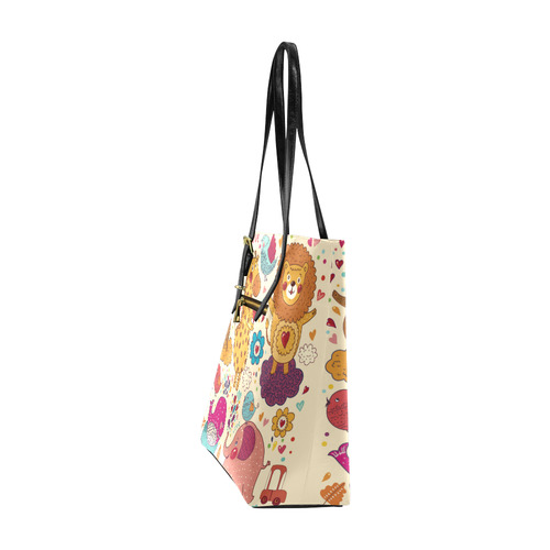 Cute Animals Elephant Whale Love Floral Euramerican Tote Bag/Small (Model 1655)