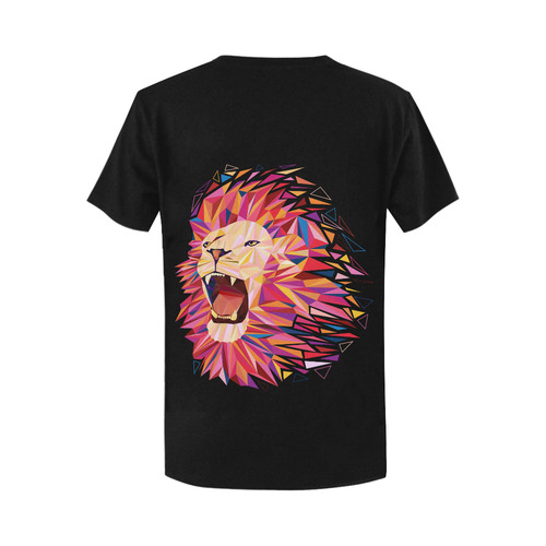 lion roaring polygon triangles Women's T-Shirt in USA Size (Two Sides Printing)