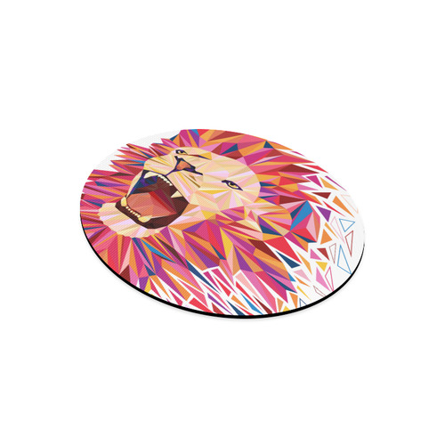 lion roaring polygon triangles Round Mousepad