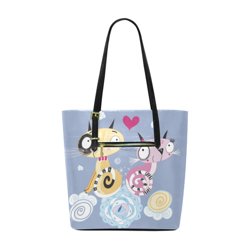 Cute Cat Love Valentine Heart Euramerican Tote Bag/Small (Model 1655)