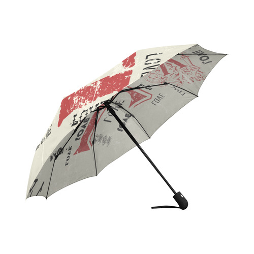 Love Red Black Valentine Grunge Background Auto-Foldable Umbrella (Model U04)