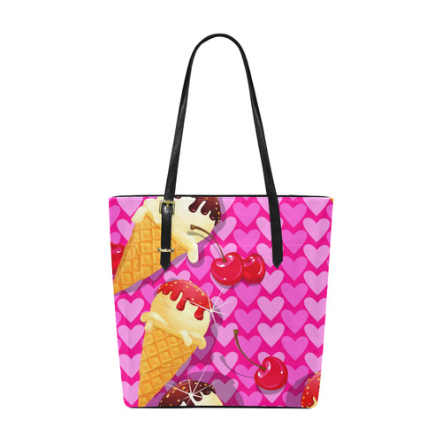 Ice Cream Love Hearts Cherries Colorful Euramerican Tote Bag/Small (Model 1655)