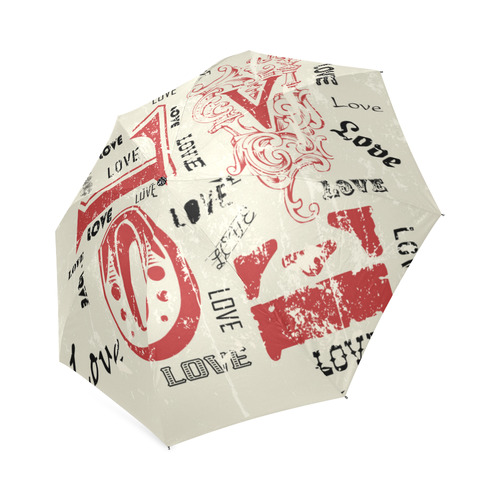 Love Red Black Valentine Grunge Background Foldable Umbrella (Model U01)