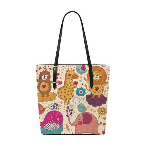 Cute Animals Elephant Whale Love Floral Euramerican Tote Bag/Small (Model 1655)