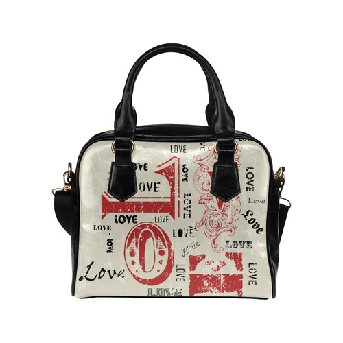 Love Red Black Valentine Grunge Background Shoulder Handbag (Model 1634)