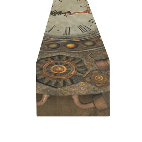 Steampunk clock, cute giraffe Table Runner 16x72 inch