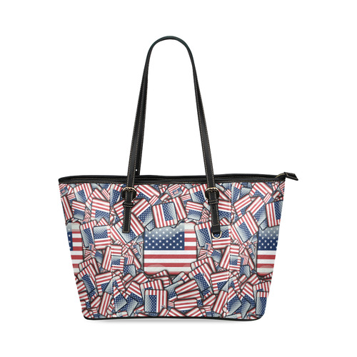 Flag_United_States_by_JAMColors Leather Tote Bag/Large (Model 1640)