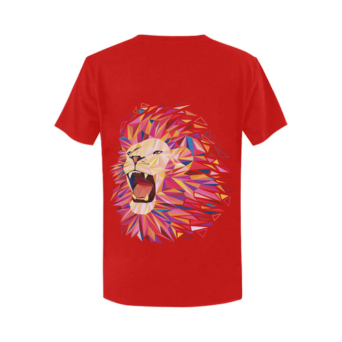 lion roaring polygon triangles Women's T-Shirt in USA Size (Two Sides Printing)