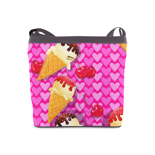 Ice Cream Love Hearts Cherries Colorful Crossbody Bags (Model 1613)