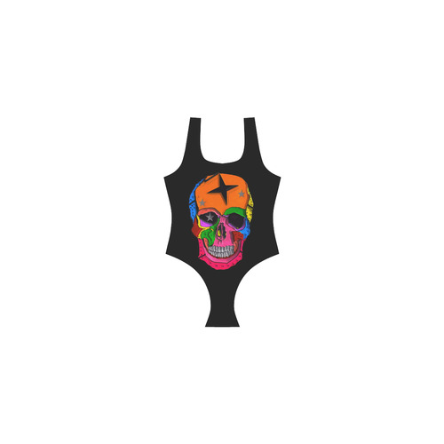 Skull Popart by Popart Lover Vest One Piece Swimsuit (Model S04)
