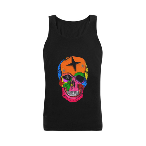 Skull Popart by Popart Lover Plus-size Men's Shoulder-Free Tank Top (Model T33)