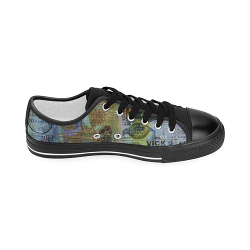 Old Newspaper Colorful Painting Splashes Men's Classic Canvas Shoes (Model 018)