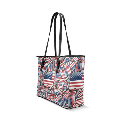 Flag_United_States_by_JAMColors Leather Tote Bag/Large (Model 1640)