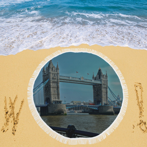 London Tower Bridge, Europe Circular Beach Shawl 59"x 59"
