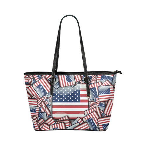 Flag_United_States_by_JAMColors Leather Tote Bag/Small (Model 1651)