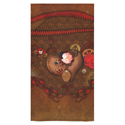 Steampunk heart with roses, valentines Bath Towel 30"x56"
