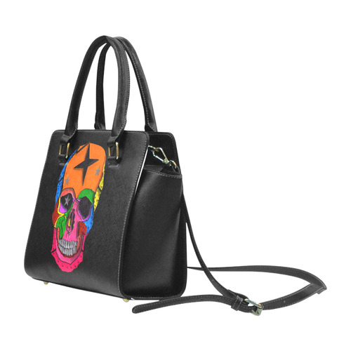 Skull Popart by Popart Lover Rivet Shoulder Handbag (Model 1645)