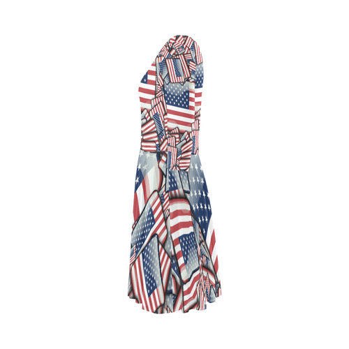 Flag_United_States_by_JAMColors Elbow Sleeve Ice Skater Dress (D20)