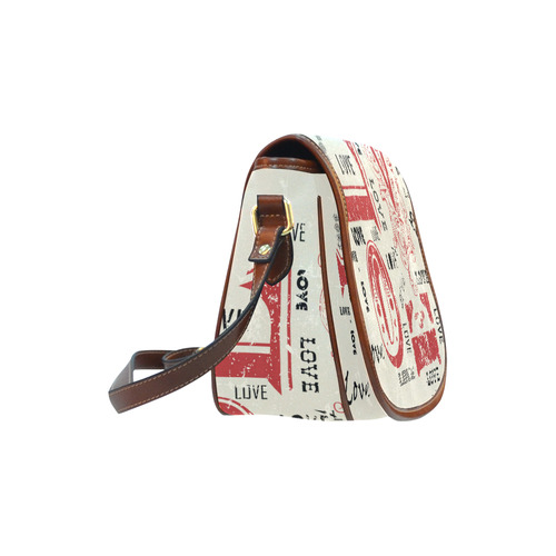 Love Red Black Valentine Grunge Background Saddle Bag/Small (Model 1649) Full Customization