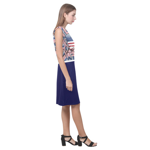 solid dunkelblau Eos Women's Sleeveless Dress (Model D01)
