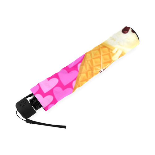 Ice Cream Love Hearts Cherries Colorful Foldable Umbrella (Model U01)