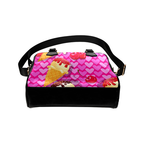 Ice Cream Love Hearts Cherries Colorful Shoulder Handbag (Model 1634)