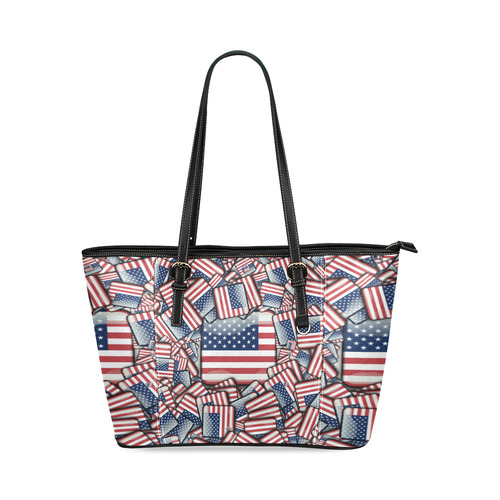 Flag_United_States_by_JAMColors Leather Tote Bag/Small (Model 1640)