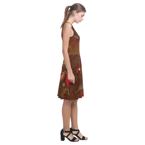 Steampunk heart with roses, valentines Atalanta Casual Sundress(Model D04)