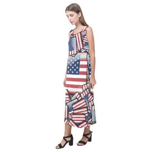 Flag_United_States_by_JAMColors Phaedra Sleeveless Open Fork Long Dress (Model D08)