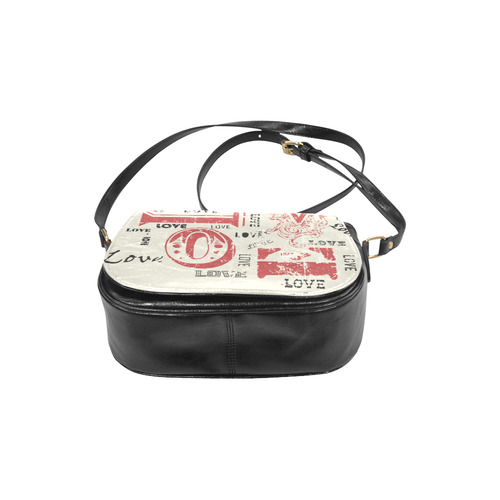 Love Red Black Valentine Grunge Background Classic Saddle Bag/Small (Model 1648)