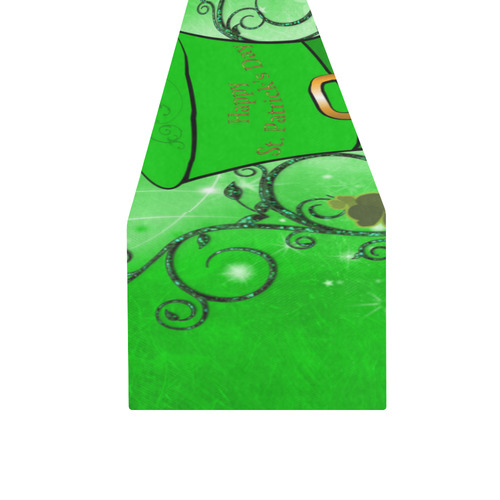 Happy St. Patrick's day, hat and clovers Table Runner 16x72 inch