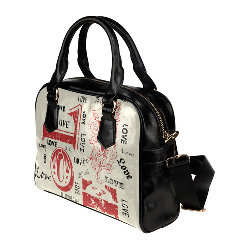 Love Red Black Valentine Grunge Background Shoulder Handbag (Model 1634)