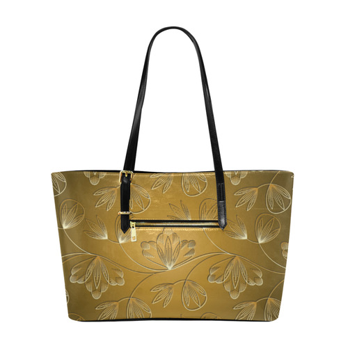 Beautiful Gold Floral Background Pattern Euramerican Tote Bag/Large (Model 1656)