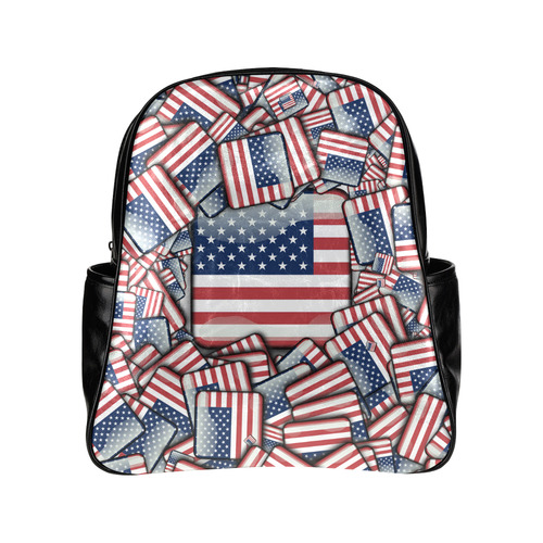 Flag_United_States_by_JAMColors Multi-Pockets Backpack (Model 1636)