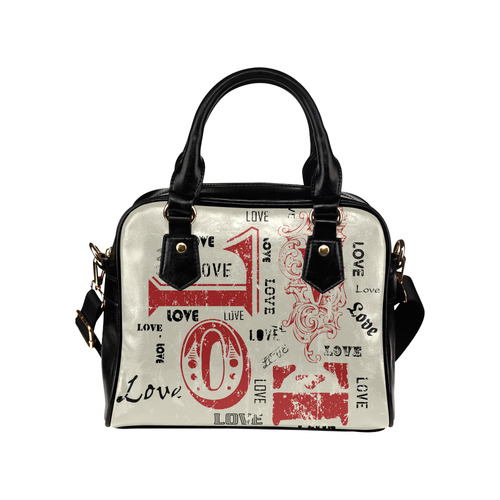 Love Red Black Valentine Grunge Background Shoulder Handbag (Model 1634)