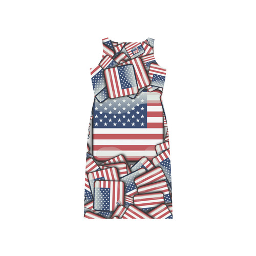 Flag_United_States_by_JAMColors Phaedra Sleeveless Open Fork Long Dress (Model D08)