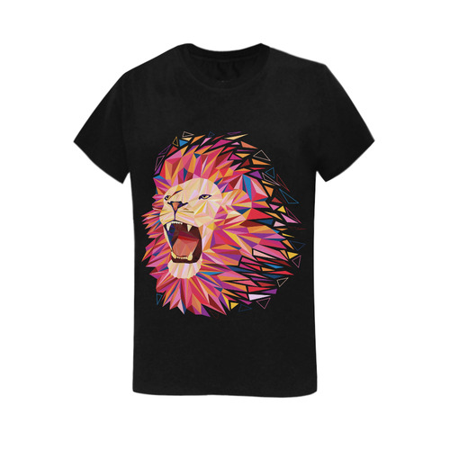 lion roaring polygon triangles Women's T-Shirt in USA Size (Two Sides Printing)