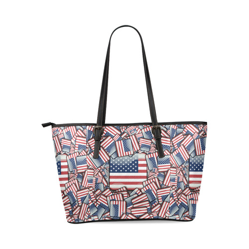 Flag_United_States_by_JAMColors Leather Tote Bag/Large (Model 1640)