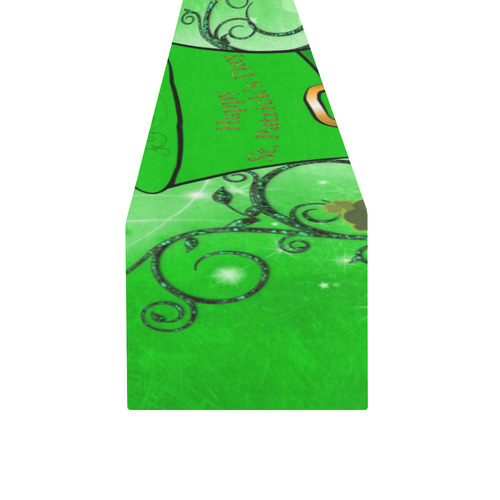 Happy St. Patrick's day, hat and clovers Table Runner 14x72 inch